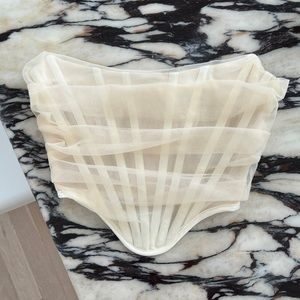 House of CB Melinda Ivory Chiffon Boned Corset - Size S